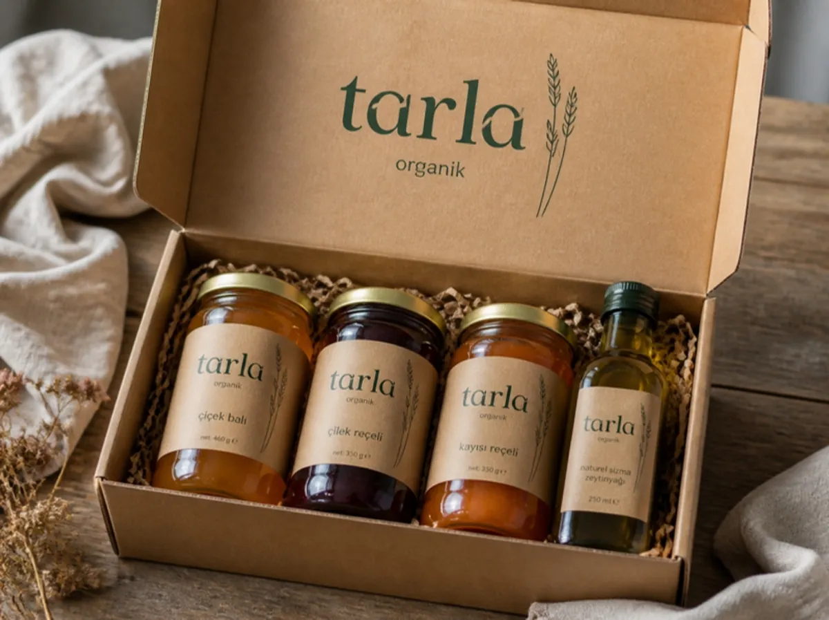 Tarla Organik kraft kutu ve kavanoz etiketleri