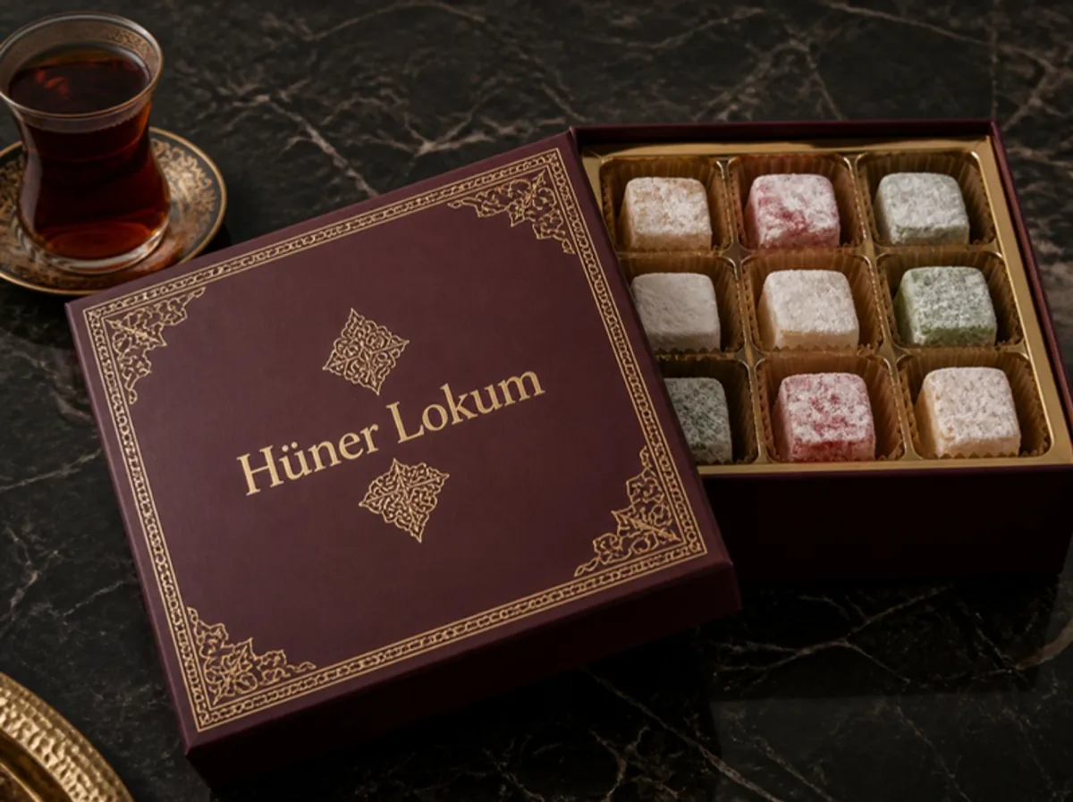 Hüner Lokum yaldızlı hediye kutusu