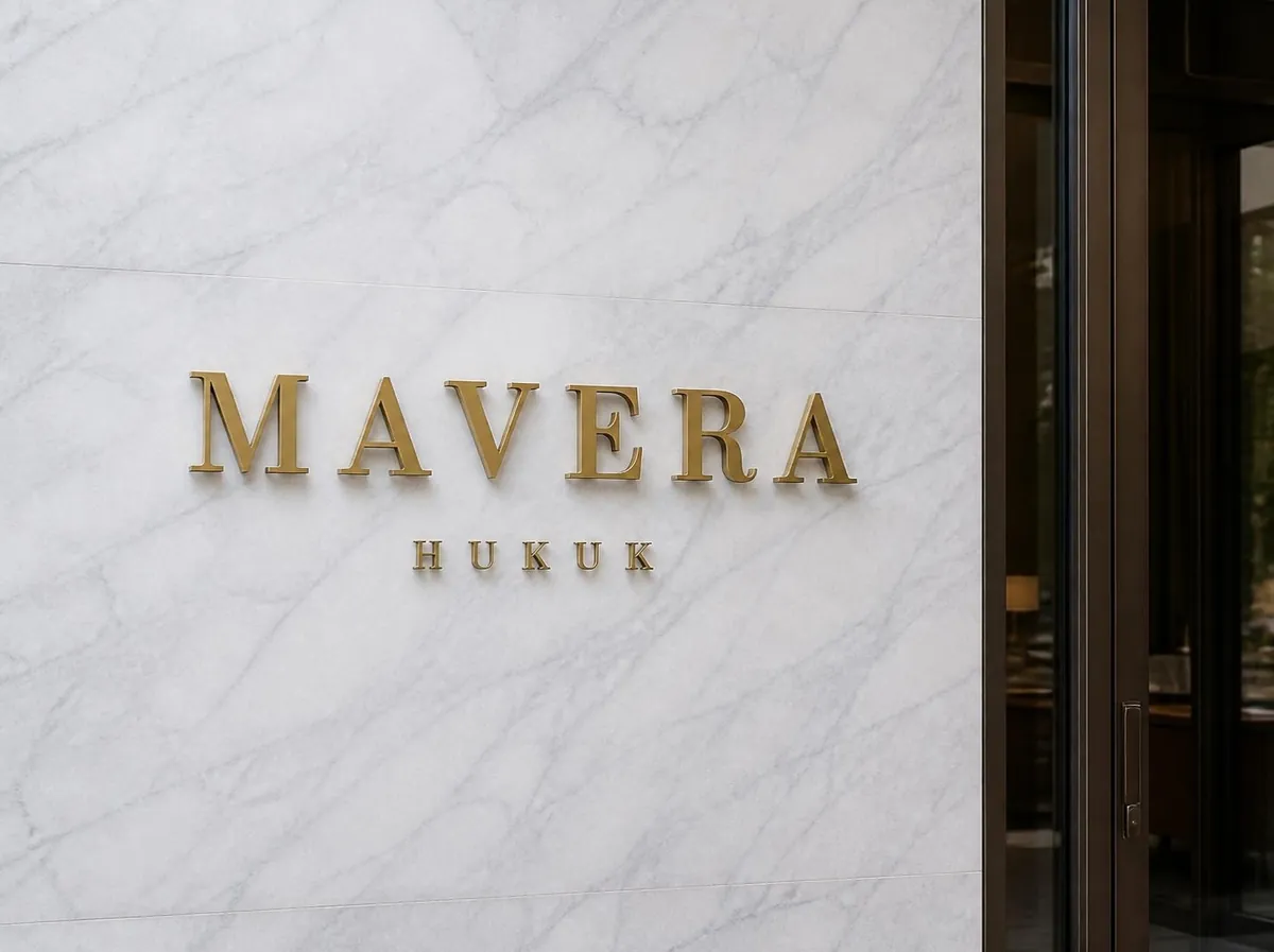 Kutu harf, Pirinç, ışıksız: Mavera Hukuk