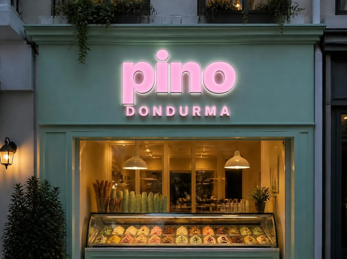 Kutu harf, Pleksi, önden ışıklı: Pino Dondurma