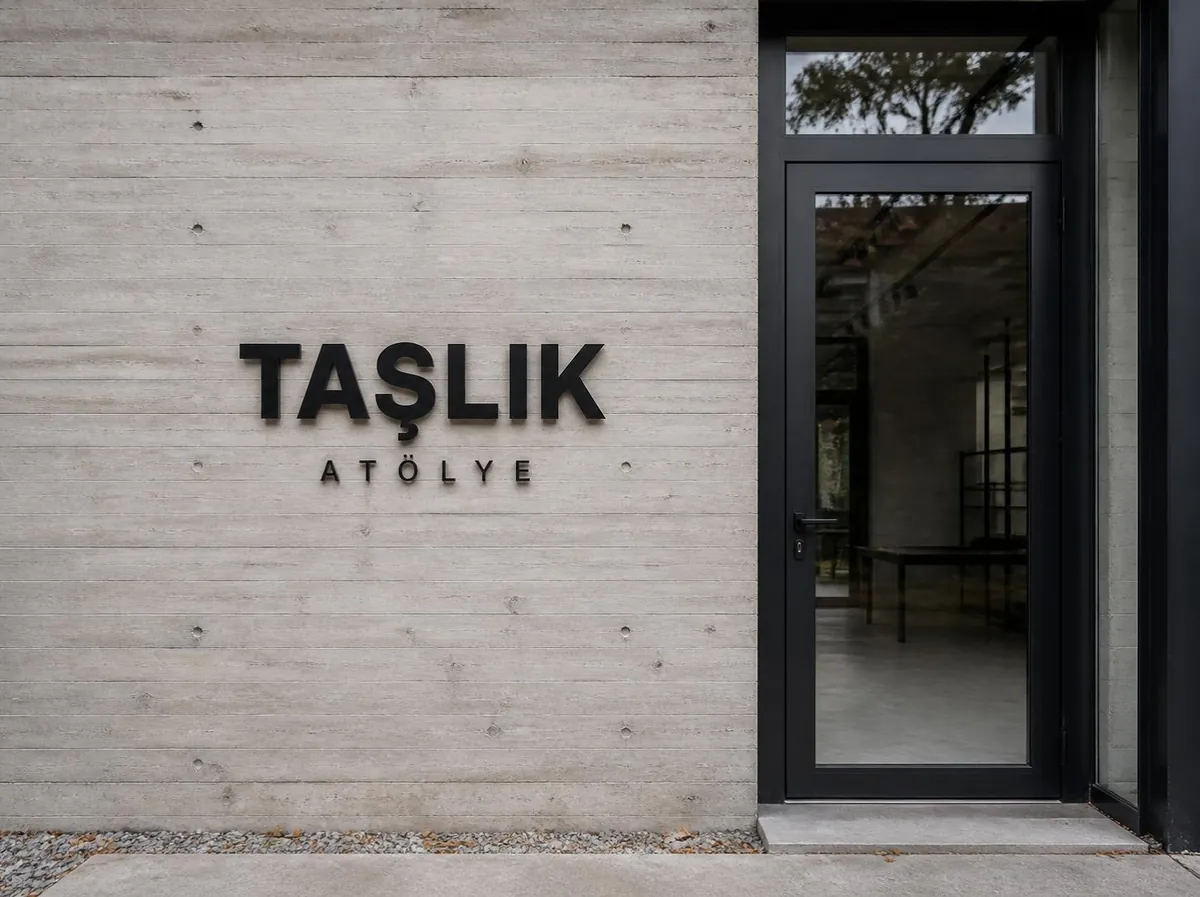 Kutu harf, Alüminyum, mat boyalı: Taşlık Atölye